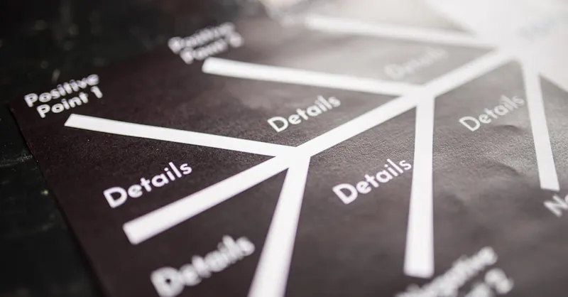 Close-up of a diagram showing points and details for strategy planning.