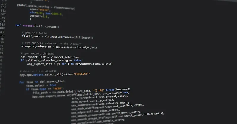 Close-up view of Python code on a computer screen, reflecting software development and programming.